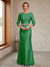 Sheath/Column Crew Neck 3/4 Sleeves Mother of the Bride Dresses with Beading & Sash