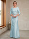 Sheath/Column Crew Neck 3/4 Sleeves Mother of the Bride Dresses with Beading & Sash