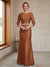 Sheath/Column Crew Neck 3/4 Sleeves Mother of the Bride Dresses with Beading & Sash