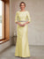 Sheath/Column Crew Neck 3/4 Sleeves Mother of the Bride Dresses with Beading & Sash