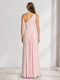 A-Line/Princess One-Shoulder Floor-Length Bridesmaid Dresses with Pleats