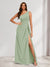 Sheath/Column One-Shoulder Floor-Length Bridesmaid Dresses with Ruched & Split Side