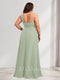 Sheath/Column One-Shoulder Floor-Length Plus Size Bridesmaid Dresses with Ruched & Split Side