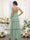 A-Line/Princess V-Neck Sleeveless Floor-Length Bridesmaid Dresses with Pleats & Ruffles