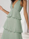 A-Line/Princess V-Neck Sleeveless Floor-Length Bridesmaid Dresses with Pleats & Ruffles