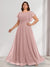 A-Line/Princess Scoop Short Sleeves Floor-Length Plus Size Bridesmaid Dresses with Ruffles & Ruched