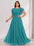 A-Line/Princess Scoop Short Sleeves Floor-Length Plus Size Bridesmaid Dresses with Ruffles & Ruched
