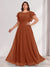 A-Line/Princess Scoop Short Sleeves Floor-Length Plus Size Bridesmaid Dresses with Ruffles & Ruched