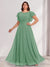A-Line/Princess Scoop Short Sleeves Floor-Length Plus Size Bridesmaid Dresses with Ruffles & Ruched