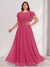 A-Line/Princess Scoop Short Sleeves Floor-Length Plus Size Bridesmaid Dresses with Ruffles & Ruched
