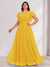 A-Line/Princess Scoop Short Sleeves Floor-Length Plus Size Bridesmaid Dresses with Ruffles & Ruched