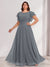 A-Line/Princess Scoop Short Sleeves Floor-Length Plus Size Bridesmaid Dresses with Ruffles & Ruched