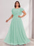 A-Line/Princess Scoop Short Sleeves Floor-Length Plus Size Bridesmaid Dresses with Ruffles & Ruched