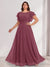 A-Line/Princess Scoop Short Sleeves Floor-Length Plus Size Bridesmaid Dresses with Ruffles & Ruched