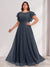 A-Line/Princess Scoop Short Sleeves Floor-Length Plus Size Bridesmaid Dresses with Ruffles & Ruched