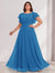 A-Line/Princess Scoop Short Sleeves Floor-Length Plus Size Bridesmaid Dresses with Ruffles & Ruched