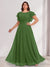 A-Line/Princess Scoop Short Sleeves Floor-Length Plus Size Bridesmaid Dresses with Ruffles & Ruched