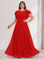 A-Line/Princess Scoop Short Sleeves Floor-Length Plus Size Bridesmaid Dresses with Ruffles & Ruched