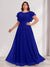 A-Line/Princess Scoop Short Sleeves Floor-Length Plus Size Bridesmaid Dresses with Ruffles & Ruched