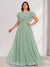 A-Line/Princess Scoop Short Sleeves Floor-Length Plus Size Bridesmaid Dresses with Ruffles & Ruched