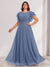 A-Line/Princess Scoop Short Sleeves Floor-Length Plus Size Bridesmaid Dresses with Ruffles & Ruched