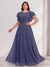 A-Line/Princess Scoop Short Sleeves Floor-Length Plus Size Bridesmaid Dresses with Ruffles & Ruched