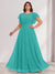 A-Line/Princess Scoop Short Sleeves Floor-Length Plus Size Bridesmaid Dresses with Ruffles & Ruched