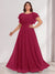 A-Line/Princess Scoop Short Sleeves Floor-Length Plus Size Bridesmaid Dresses with Ruffles & Ruched