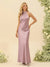 Sheath/Column Halter Sleeveless Ankle-Length Bridesmaid Dresses with Ruched