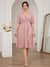 A-Line/Princess V-Neck Short Sleeves Knee-Length Plus Size Bridesmaid Dresses with Ruffles