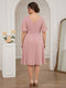 A-Line/Princess V-Neck Short Sleeves Knee-Length Plus Size Bridesmaid Dresses with Ruffles