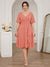 A-Line/Princess V-Neck Short Sleeves Knee-Length Plus Size Bridesmaid Dresses with Ruffles