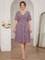 A-Line/Princess V-Neck Short Sleeves Knee-Length Plus Size Bridesmaid Dresses with Ruffles