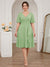 A-Line/Princess V-Neck Short Sleeves Knee-Length Plus Size Bridesmaid Dresses with Ruffles