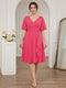 A-Line/Princess V-Neck Short Sleeves Knee-Length Plus Size Bridesmaid Dresses with Ruffles