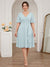 A-Line/Princess V-Neck Short Sleeves Knee-Length Plus Size Bridesmaid Dresses with Ruffles