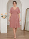 A-Line/Princess V-Neck Short Sleeves Knee-Length Plus Size Bridesmaid Dresses with Ruffles