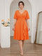 A-Line/Princess V-Neck Short Sleeves Knee-Length Plus Size Bridesmaid Dresses with Ruffles