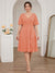 A-Line/Princess V-Neck Short Sleeves Knee-Length Plus Size Bridesmaid Dresses with Ruffles