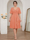 A-Line/Princess V-Neck Short Sleeves Knee-Length Plus Size Bridesmaid Dresses with Ruffles