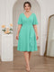A-Line/Princess V-Neck Short Sleeves Knee-Length Plus Size Bridesmaid Dresses with Ruffles