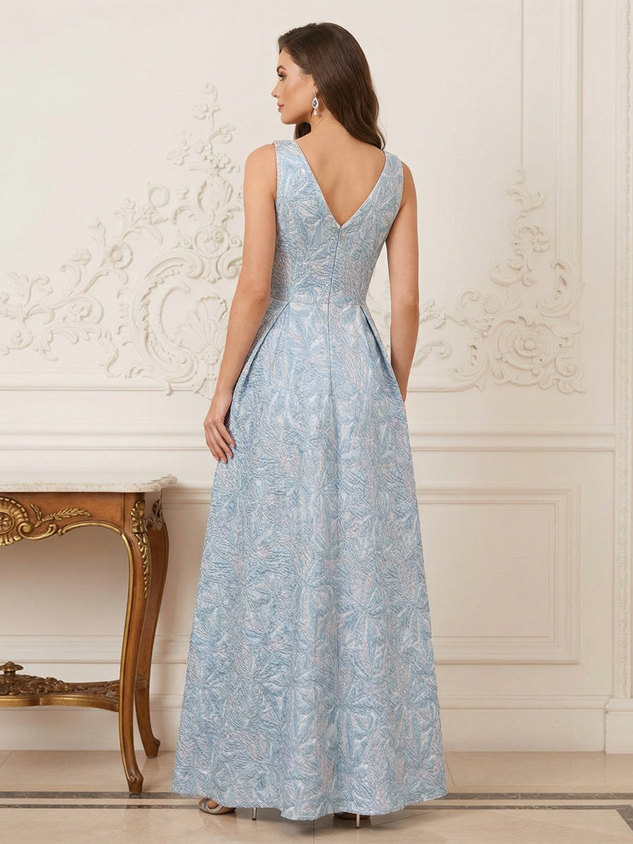 A-Line/Princess Crew Neck Sleeveless Floor-Length Mother of the Bride Dresses with Split Side &amp; Pleats