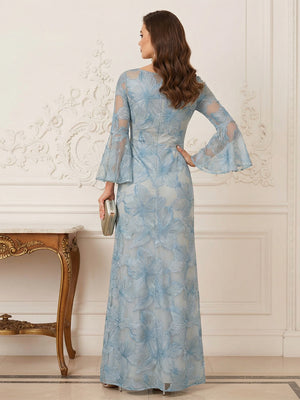 A-Line/Princess Scoop Long Sleeves Floor-Length Mother of the Bride Dresses with Embroidery