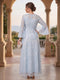 A-Line/Princess Scoop Long Sleeves Floor-Length Plus Size Mother of the Bride Dresses with Embroidery