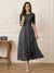 A-Line/Princess Illusion Neck Half Sleeves Tea-Length Mother of the Bride Dresses with Applique & Sash