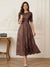 A-Line/Princess Illusion Neck Half Sleeves Tea-Length Mother of the Bride Dresses with Applique & Sash
