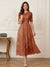 A-Line/Princess Illusion Neck Half Sleeves Tea-Length Mother of the Bride Dresses with Applique & Sash