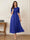 A-Line/Princess Illusion Neck Half Sleeves Tea-Length Mother of the Bride Dresses with Applique & Sash