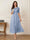 A-Line/Princess Illusion Neck Half Sleeves Tea-Length Mother of the Bride Dresses with Applique & Sash