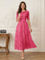A-Line/Princess Illusion Neck Half Sleeves Tea-Length Mother of the Bride Dresses with Applique & Sash